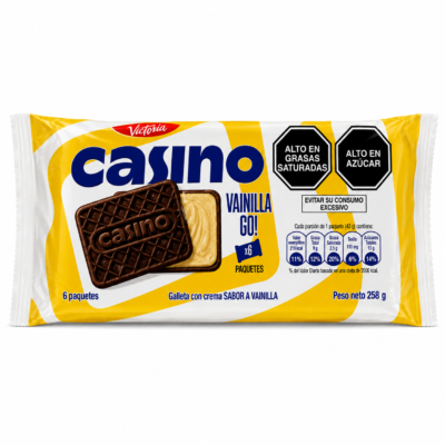CASINO GALLETA SABOR VAINILLA BOLSA 6 UNI 9.10 oz