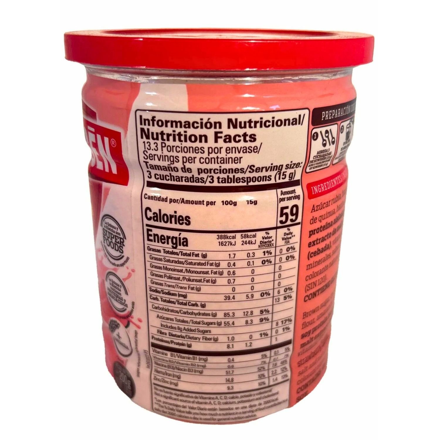 INCASUR KIWIGEN BEBIDA SABOR FRESA BOTE 7.05 oz - Image 2