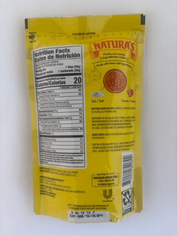 NATURAS PASTA DE TOMATE BOLSA 7.1 oz - Image 2