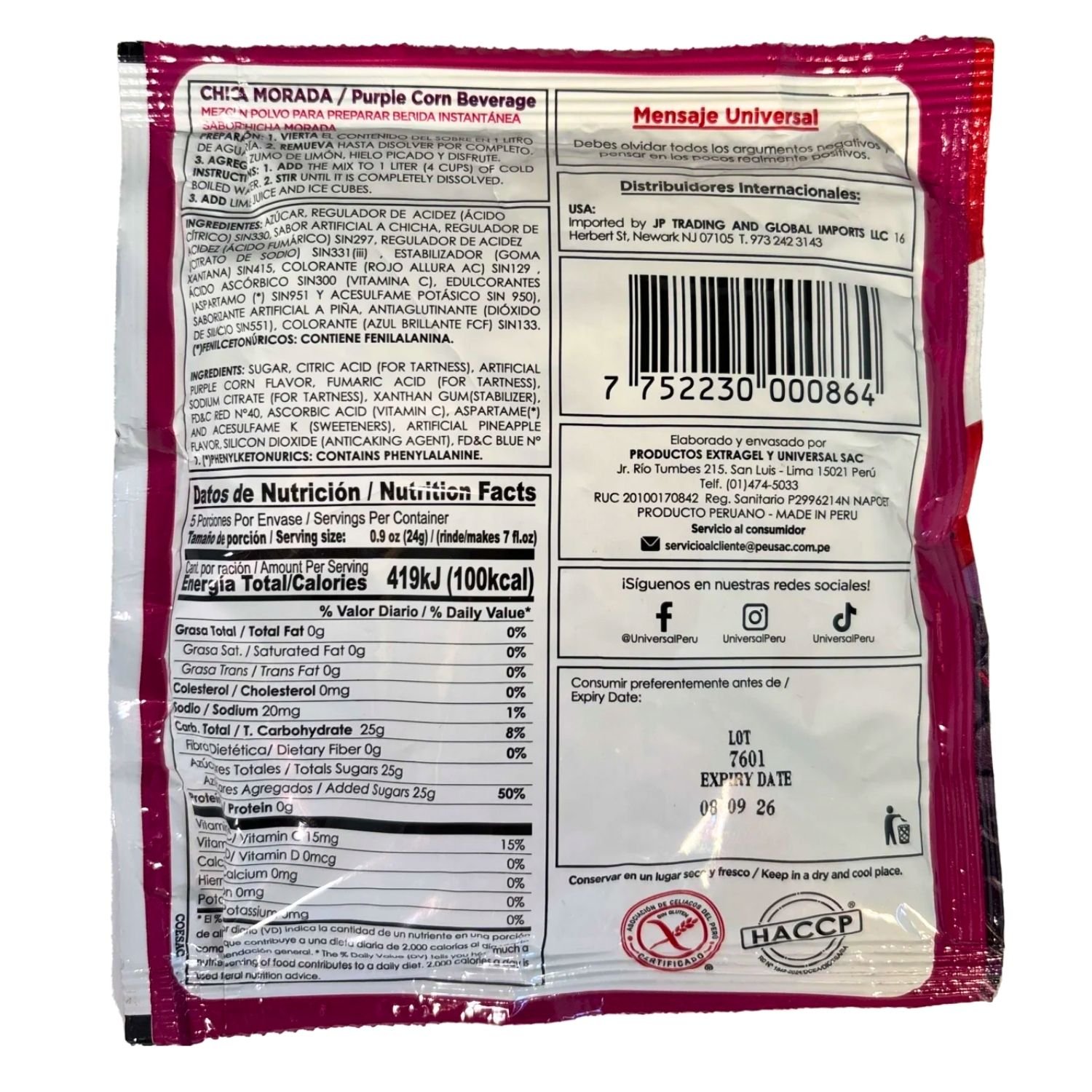 UNIVERSAL CHICHA MORADA EN POLVO BOLSA 4.2 oz - Image 2