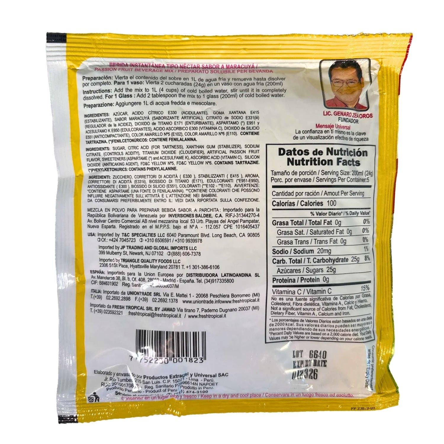 UNIVERSAL NECTAR DE MARACUYA EN POLVO BOLSA 4.2 oz - Image 2