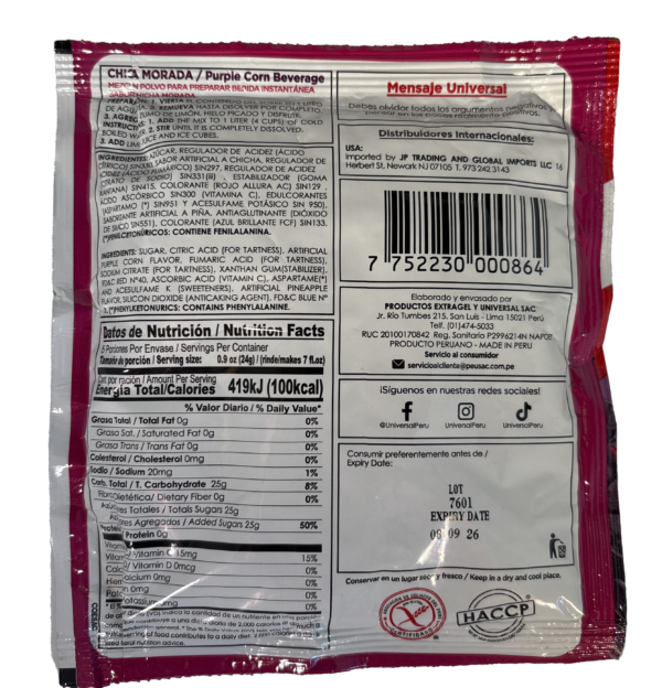 UNIVERSAL CHICHA MORADA EN POLVO BOLSA 4.2 oz - Image 2