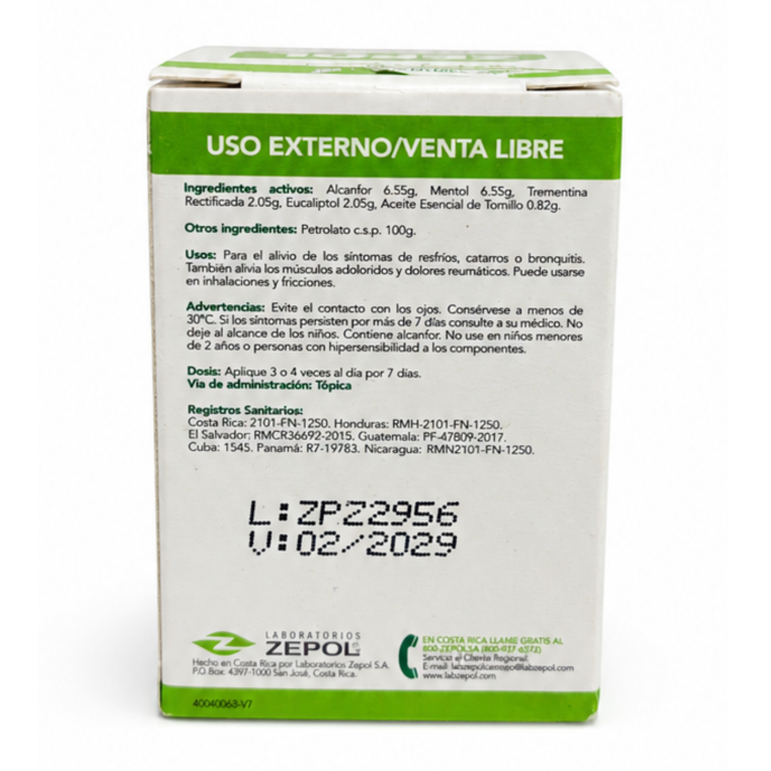 ZEPOL RESFRIO UNGUENTO CAJA 2.1 oz - Image 2