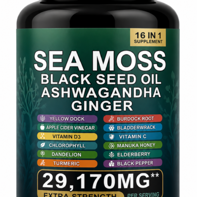 SEA MOSS BLACK SEED OIL ASHWAGANDHA FRASCO 60 CAPS