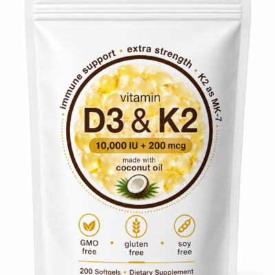 VITAMIN D3 & K2 CON ACEITE DE COCO BOLSA 300 SOFTGELS