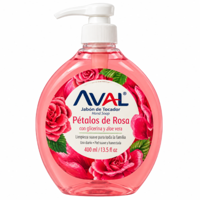 AVAL JABON LIQUIDO PETALOS DE ROSA FRASCO 13.5 oz