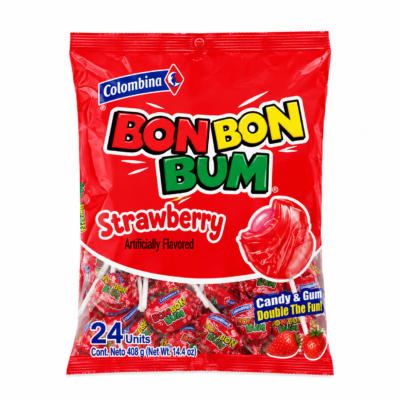 COLOMBINA BON BON BUM FRESA BOLSA 24 UNI 14.4 oz