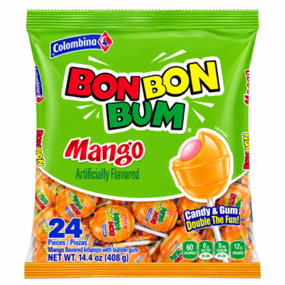 COLOMBINA BON BON BUM MANGO BOLSA 24 UNI 14.4 oz