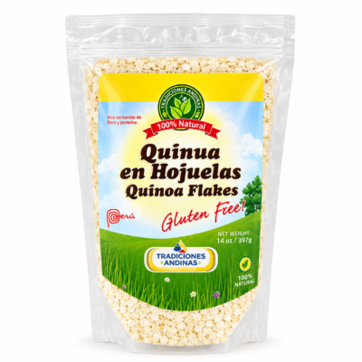 TRADICIONES ANDINAS HOJUELA DE QUINUA ORGANICA BOLSA 14 oz