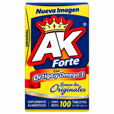 AK FORTE CON ORTIGA Y OMEGA 3 DOUBLE AXION CAJA 100 TBS