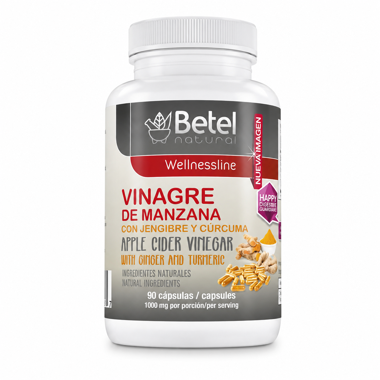 BETEL VINAGRE DE MANZANA CON JENGIBRE Y CURCUMA BOTE 90 CAPS