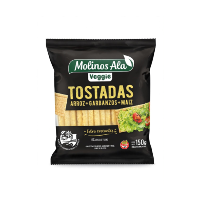 MOLINOS ALA VEGGIE TOSTADAS ARROZ+GARBANZOS+MAIZ BOLSA 5.29 oz